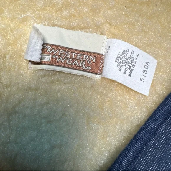 Vintage Sears Roebucks Western Wear Sherpa Vest Mens XL Biker Cowboy Denim Blue - Picture 4 of 14